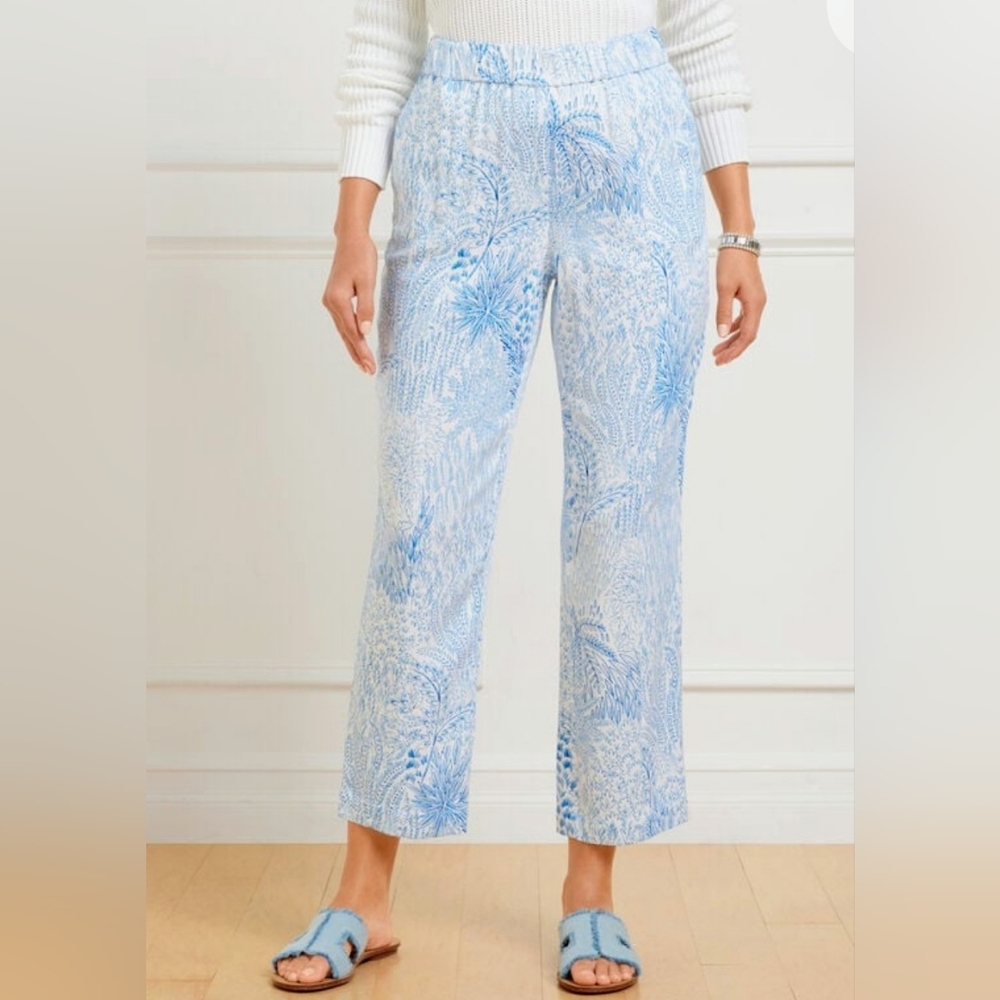 Talbots Womens Slim Leg Cropped Pants Blissful Meadow XLP Coastal Breezy Capris